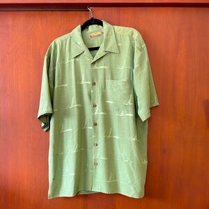 Bobby Chan green silk shirt